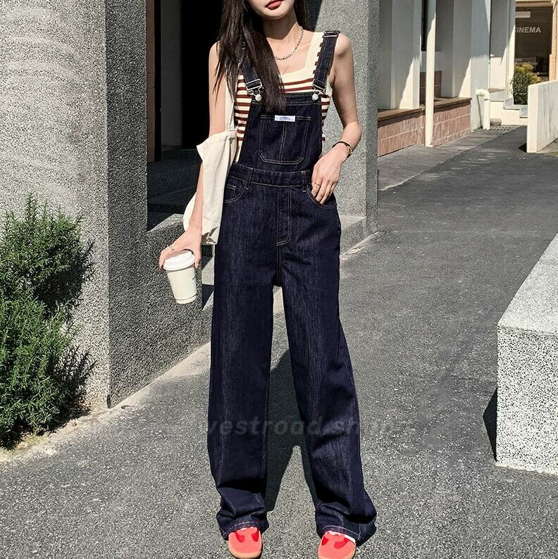 デニム オーバーオール レディース デニムサロペットパンツ オールインワン ロング丈ジーンズ つなぎ 作業着 普段着 春夏秋冬 大人 ストレートパンツ 通勤 通...