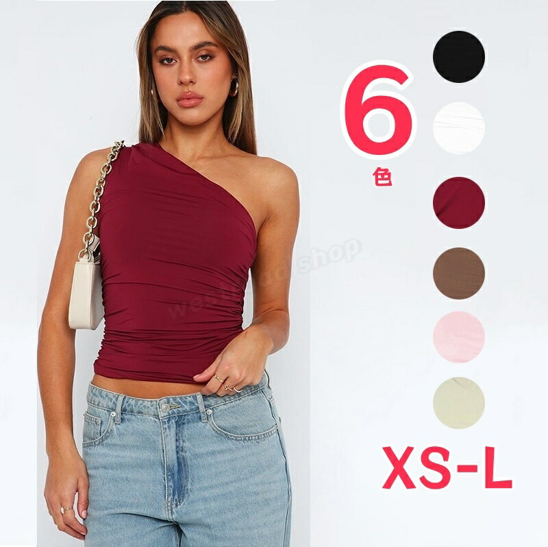 乐天商城 - 6color レディース ショート丈 トップス Tシャツ ノースリーブ 薄手 肩出し 肌見せ 無地 シンプル カジュアル フィット きれいめ トレンド タイト セクシー 普段使い 通勤 デート お出かけ 旅行 二次会 同窓会 お呼ばれ 春 夏 大人
