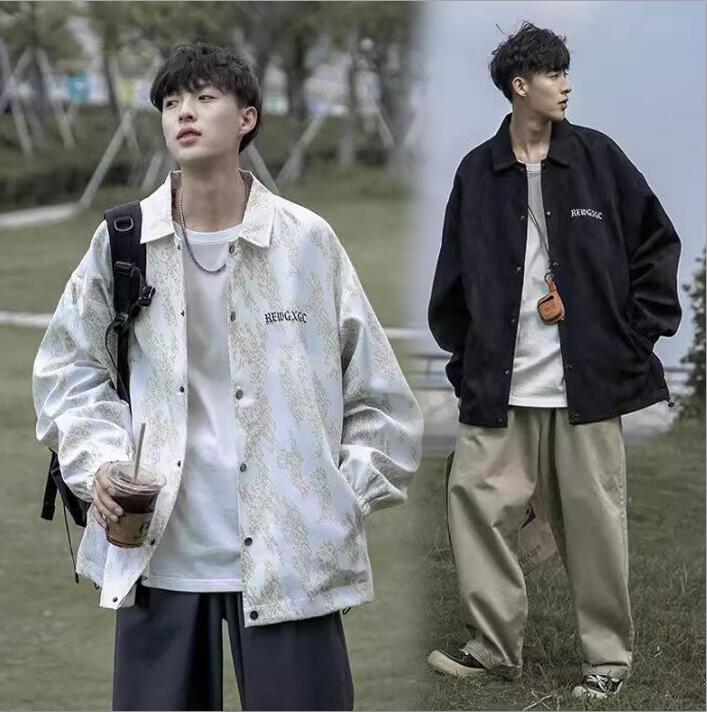 2色ジャケットメンズ長袖シャツ開襟...