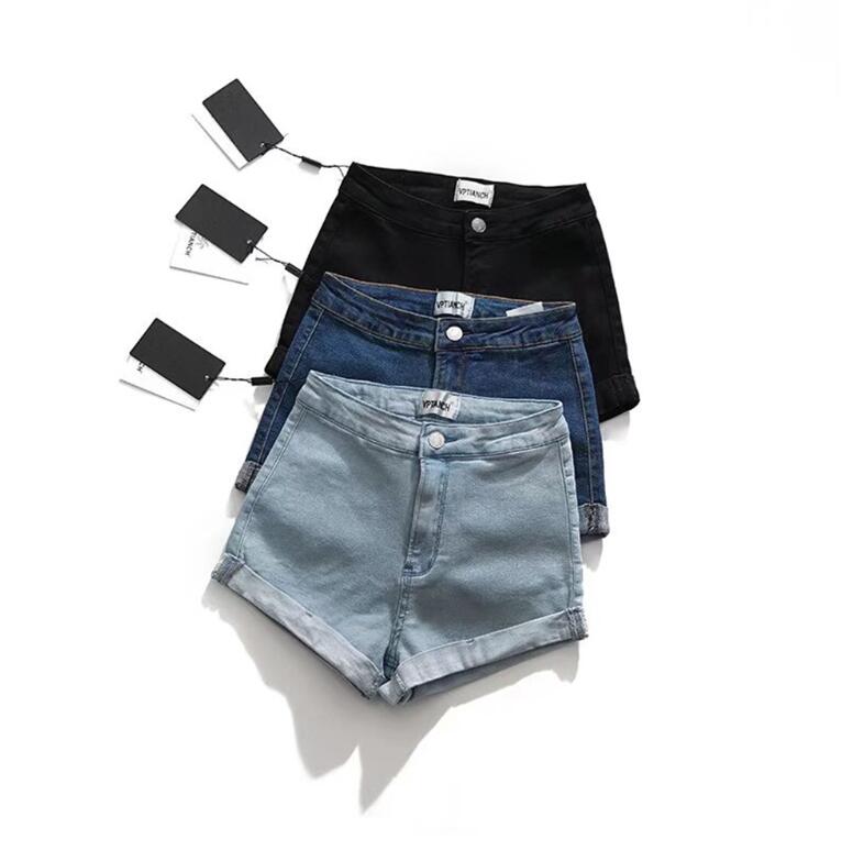 ハイウエスト デニム ショートパンツ レディース 短パン ショーパン ロールアップ ホットパンツ 伸縮性 セクシー 脚長 美脚 シンプル 着痩せ お出かけ 女性用 大人 カジュアル おしゃれ