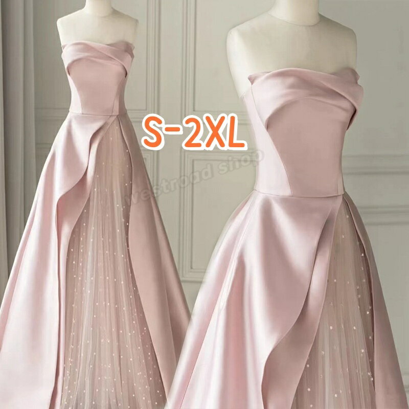 ウエディングドレス Aラインドレス ビスチェ ベアトップ ノースリーブ チュール スレンダー きれいめ 優雅 着痩せ イブイングドレス 結婚式 前撮り ブライダ...