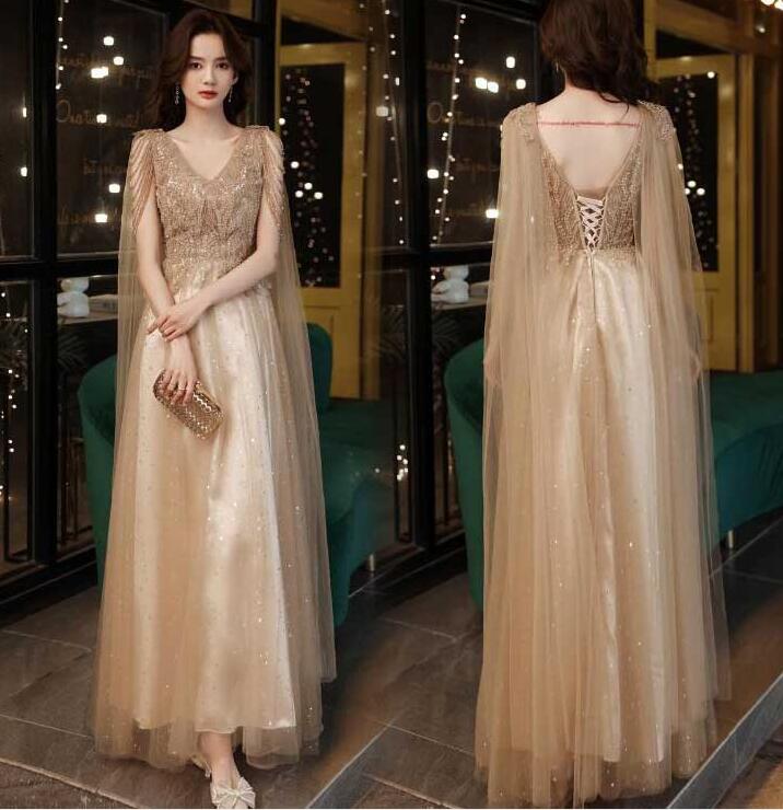 2color パーティードレス ロングドレス イブニングドレス 結婚式 お呼ばれ ドレス Vネック Aライン ロング丈ドレス 大きいサイズ 演奏会 結婚式 カク...