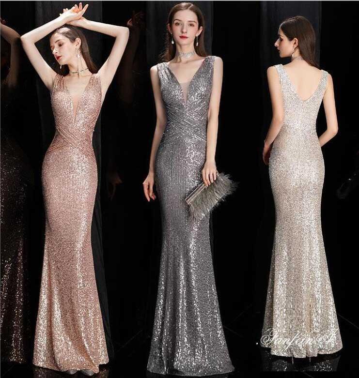 マーメイドドレス Vネック ノースリーブ ロングドレス 宴会 披露宴 演奏会 舞台衣装 発表会ドレス 演奏会ドレス パーティードレス きれいめ マキシワンピース...