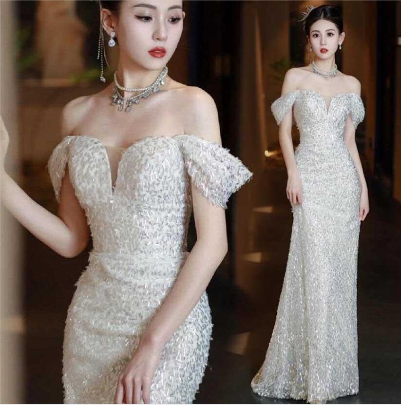 結婚式 二次会ドレス マーメイドドレス イブニングドレス ロングドレス Vネック オフショルダー お嬢様 お呼ばれドレス ロングドレス セクシー パーティードレ...