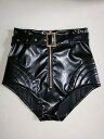 PU革 フェイクレザー ショートパンツ ミニ丈パンツ 短パン ホットパンツ ボトムス セクシー 無地 HIPHOP ステージ衣装 ヒップホップ 女性用 大人 上品 2色(4)