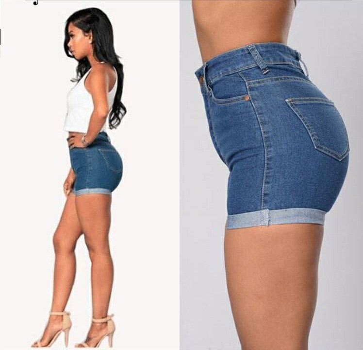 タイト 裾ロールアップ デニムパンツ ショートパンツ レディース ハイウエスト ミニ丈 ホットパンツ マイクロミニ 短パン 無地 ボトムス ジーンズ 女性 セクシー