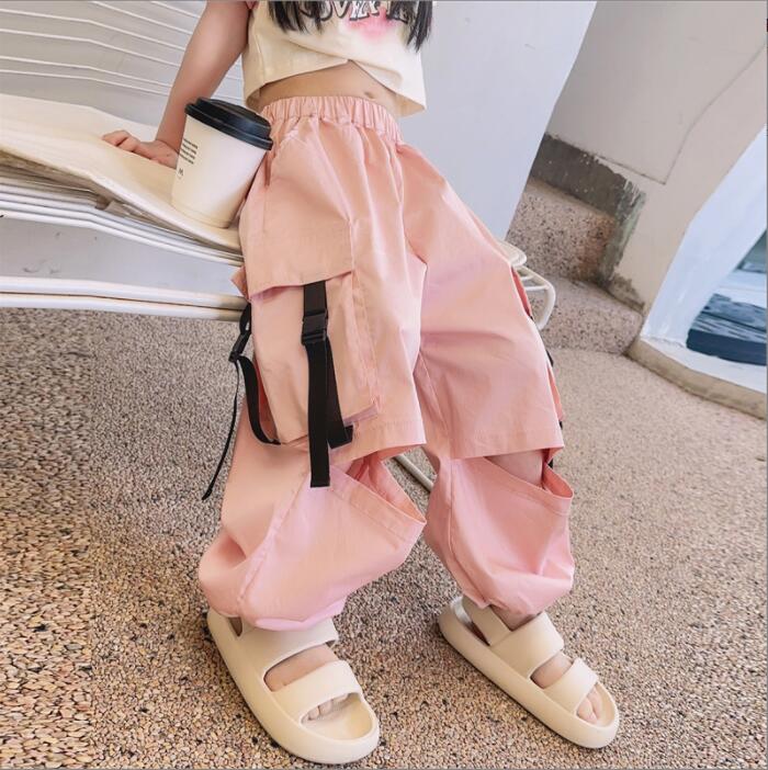 ウエストゴム カーゴパンツ ロングパンツ サルエルパンツ 子供服 ヒップホップ ダンスパンツ 女の子 ワイドパンツ ジョガーパンツ ゆったり 長ズボン ダメージ...