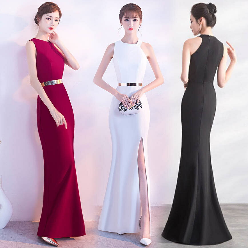 マーメイド ワンピース パーティードレス フォーマル ウェディングドレス イブニングドレス タイト スリット入り 結婚式 二次会 披露宴 花嫁ドレス お呼ばれ