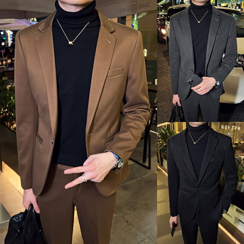 【送料無料】春秋冬スーツ 2点セット 無地 シンプル スーツ メンズフォーマルスーツ シック 紳士服 ビジネススーツ カジュアルスーツ 結婚式 二次会 就職活動 4色 M-3XL ビジネススーツ 2点セット ジャケット+パンツ パーティースーツ