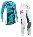 女性用 MXウエア 上下セット THOR LAUNCH BLEACH ホワイト/アクア ガールズ用 ジャージ&パンツ モトクロス 正規輸入品 WESTWOODMX 26