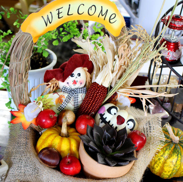 WoW WoW Harvest Festival basket ハロウィン 収穫際バスケット 秋の楽しみいっぱい詰め込んでお届け7号バスケット入り 送料無料 ：一部地域を除く