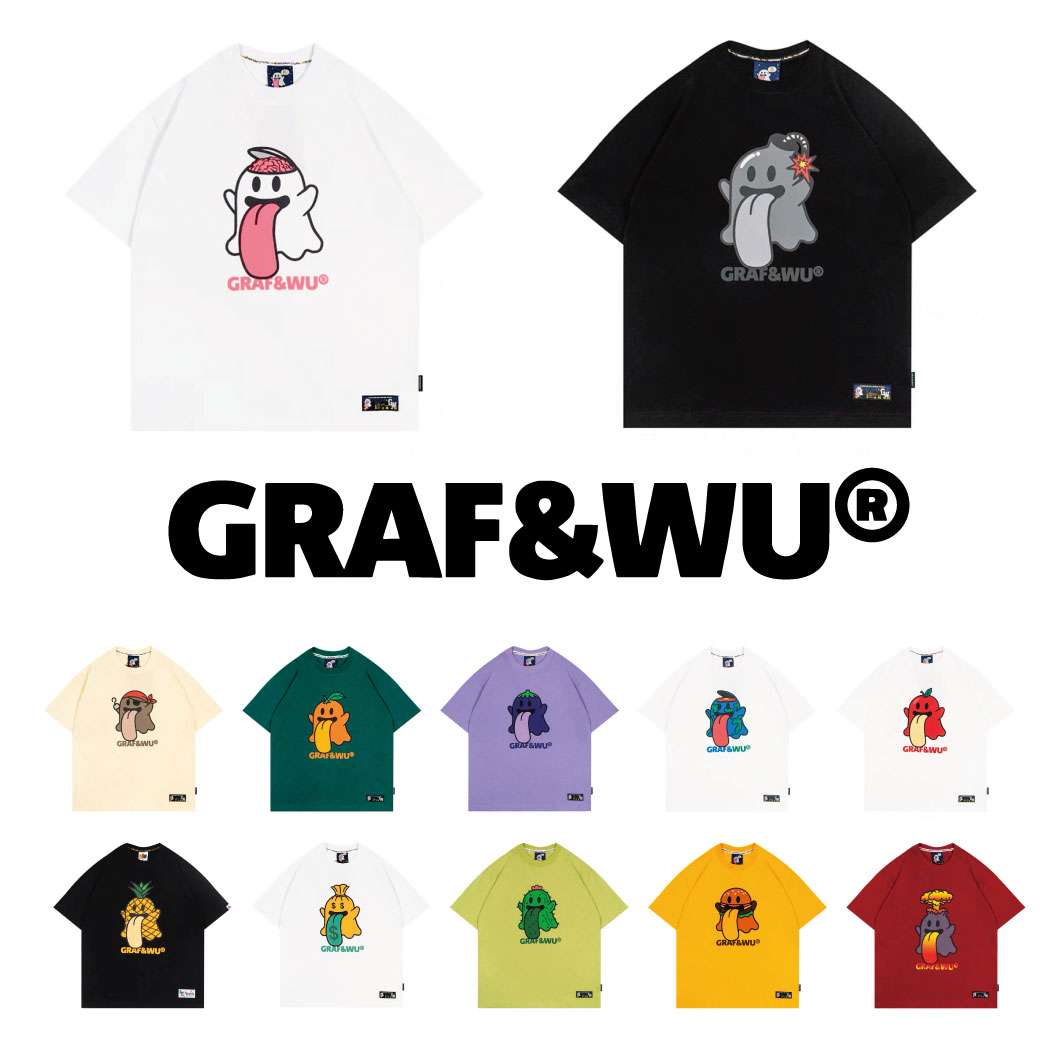 楽天WFLAGS楽天市場店GRAF&WU グラフアンドウー Tシャツ グラフウー ロゴキャラクター オーバーサイズ 韓国ブランド 韓国ファッション 中国ブランド　中国ファッション トップス ユニセックス メンズ レディース ストリート （graf-061）