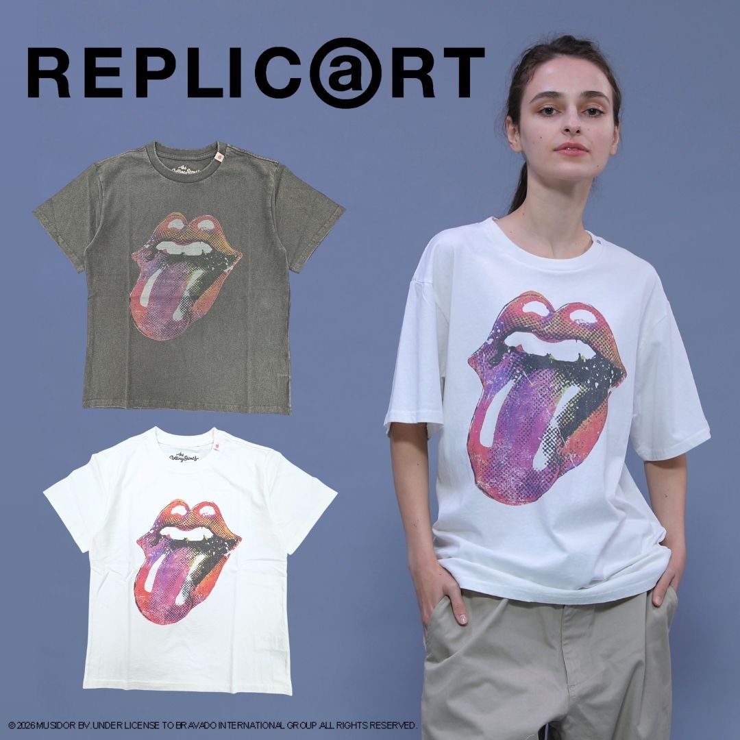 REPLIC@RT ROLLING STONES lips&tongue TEE 送料無料 あす楽対応 lips&tongue Tシャツ 半袖 ホワイト メンズ レディース ユニセックストップス