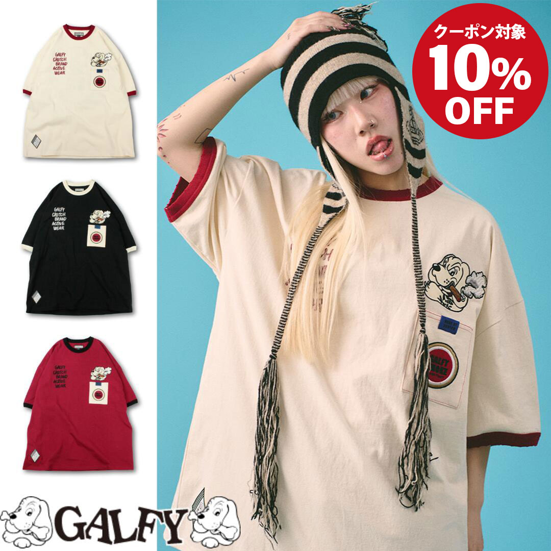 10%OFFクーポン配布 GALFY ガルスモリンガーTee 142026 正規品 Tシャツ ユニセックス オーバーサイズ ビッグシルエット ゆったり ストリート レディース メンズ 90年代 カジュアル ホワイト ブラック グレイ