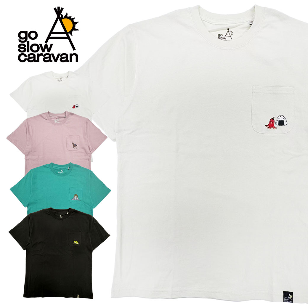 go slow caravan ゴースローキャラバン USA/C 色々刺繍 PKT TEE 送料無料 ユニセックス M L ホワイト ..