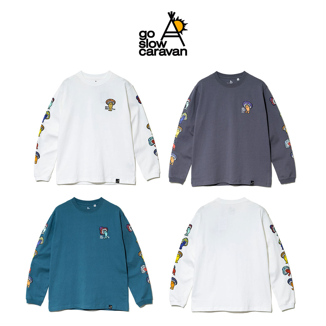 go slow caravan ゴースローキャラバン USA/C Hi!PSY!キノコ ロングスリーブ TEE 送料無料 あす楽対応 公式 アウトドア キャンプ 長袖 Tシャツ メンズ レディース ユニセックス 長袖 綿 コットン ホワイト ブラック ブルー wflags-10001093 WFLAGS楽天市場店 サンプル画像2