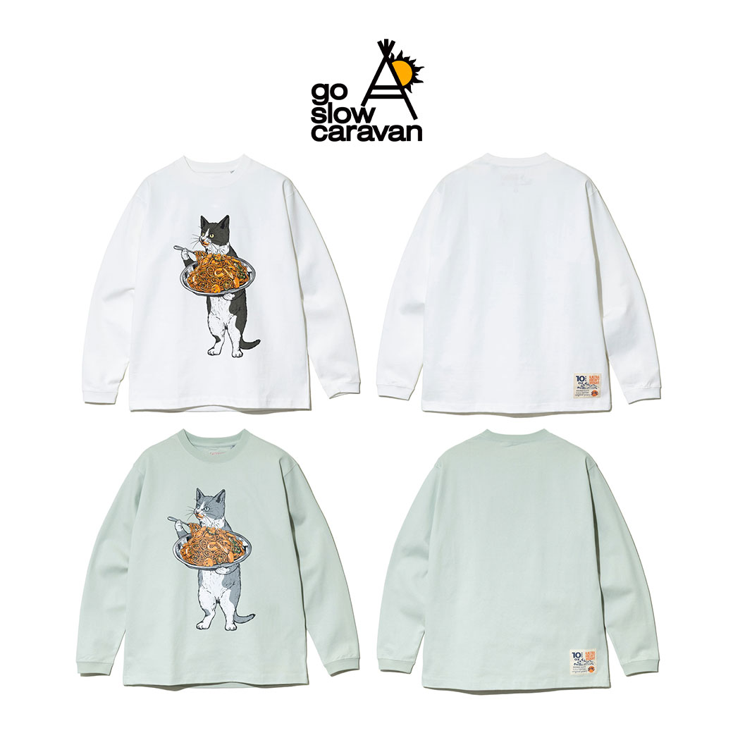 go slow caravan ゴースローキャラバン 超ヘビーUSA/C ナポリタン猫 ロングスリーブ TEE あす楽対応 送料無料 公式 アウトドア キャンプ Tシャツ メンズ レディース 長袖 綿 コットン ホワイト ミント ネコ 猫 スパゲティー 喫茶 wflags-10001107 WFLAGS楽天市場店 サンプル画像2
