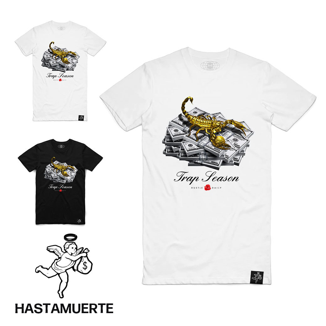 HASTAMUERTE(ハスタムエルテ) Gold Scorpion (HT006) ヒップホップ ファッション ダンス ストリート系 Tシャツ 半袖 ユニセックス メンズ レディース ハスタ