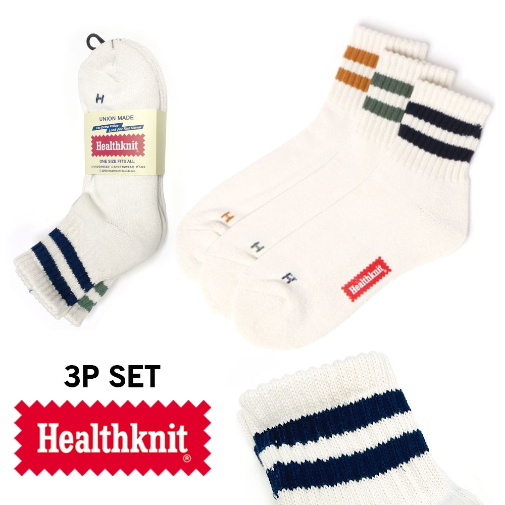 楽天WFLAGS楽天市場店Healthknit（ヘルスニット）シンカークラシック2本ライン 3Pソックス （191-3668） ヘルスニット カジュアル メンズ ストリート メンズ 靴下 ソックス ラインソックス 3足セット 3枚セット おしゃれ 厚手 プレゼント ギフト