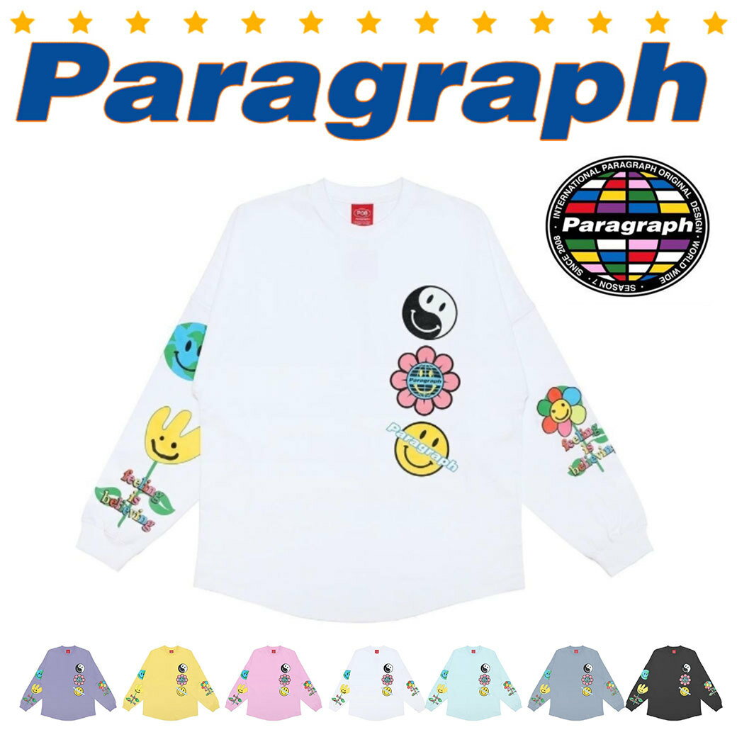 Paragraph パラグラフ ロングスリーブTシャツ Flower smile Long sleeve t-shirt (PARAGRAPH-NO.09) 韓国 ストリート レディース メンズ 送料無料 Tシャツ 20代 30代 コットン 長袖 クルーネック キャンセル不可