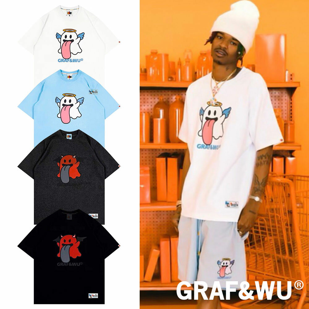 GRAF&WU グラフアンドウー Tシャツ グラフウー ロゴキャラクター オーバーサイズ 韓国ブランド 韓国ファッション 中国ブランド　中国ファッション トップス ユニセックス メンズ レディース ストリート (gw-014)