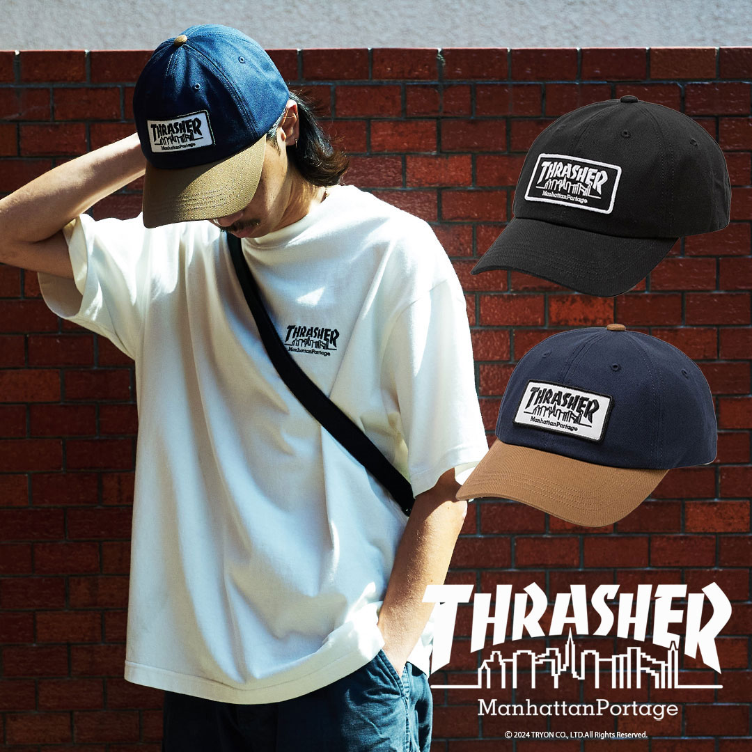 THRASHER × Manhattan Portage スラッシャー マンハッタンポーテージ THRASHER 6PANEL CAP MP263-24A00 正規品 送料無料 キャップ 帽子 刺繍 メンズ レディース 春 夏 秋 冬 オールシーズン 男女兼用 日除け 紫外線対策 UVケア旅行 ギフト プレゼント