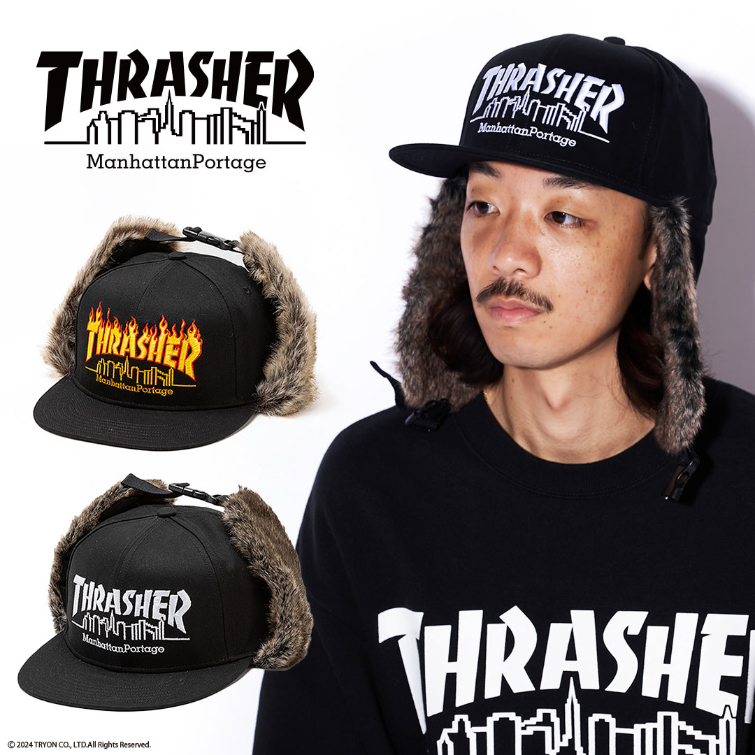 THRASHER × Manhattan Portage スラッシャー マンハッタンポーテージ THRASHER EAR FLAP CAP MP264-24A00 正規品 送料無料 キャップ 帽子 刺繍 メンズ レディース 春 夏 秋 冬 オールシーズン 男女兼用 日除け 紫外線対策 UVケア 日焼け予防 旅行 ギフト プレゼント