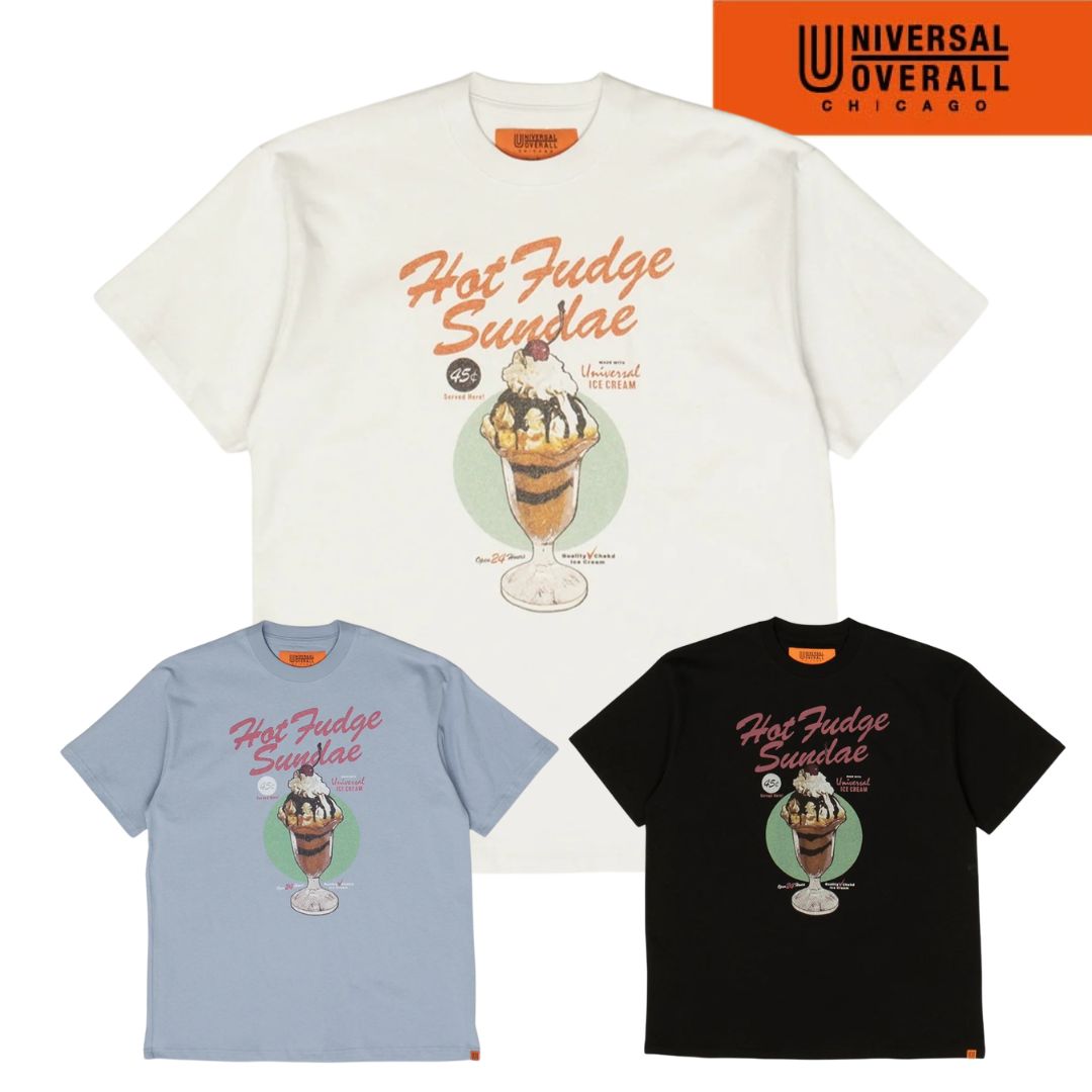 UNIVERSAL OVERALL ユニバーサルオーバーオール sundae SS TEE あす楽対応 送料無料 Tシャツ 半袖 レディース メンズ ユニセックス 無地 シンプルTEE カジュアル ポケT コットン100％