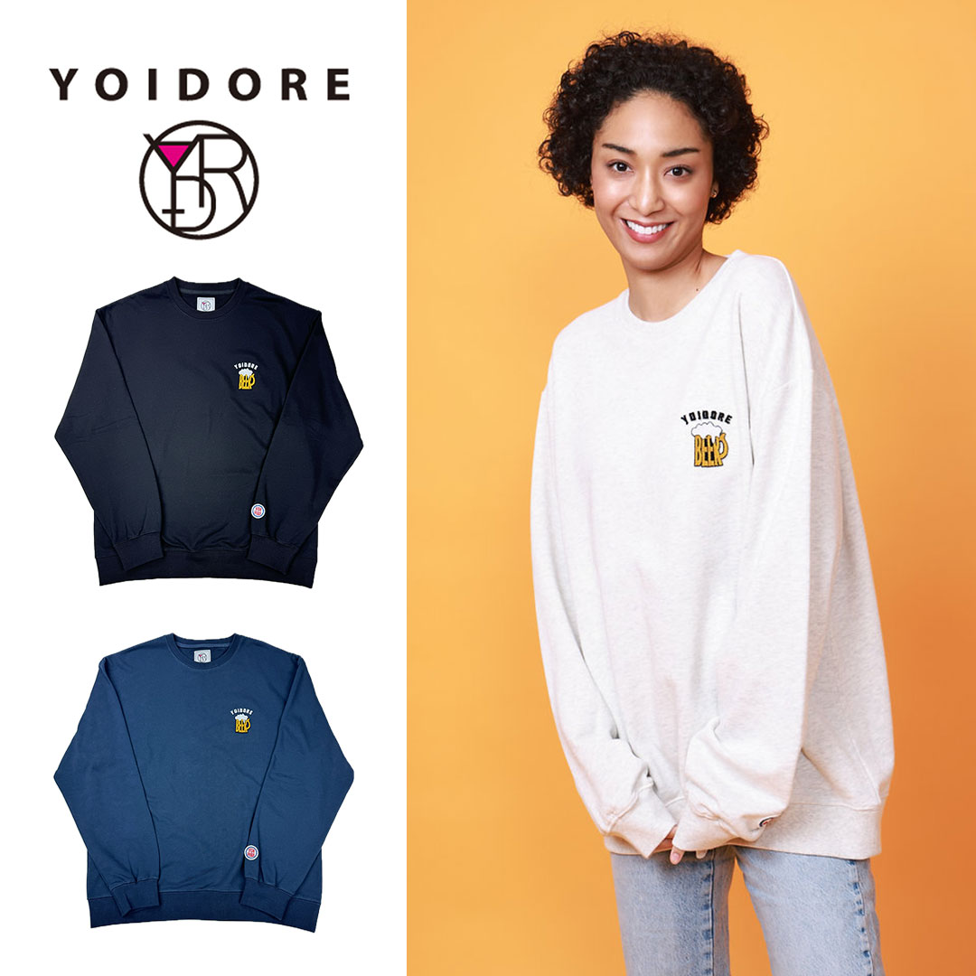 YOIDORE 酔いどれ とりあえずビール クルーネック 長袖 アメカジ おしゃれ 男女兼用 ユニセックス メン..