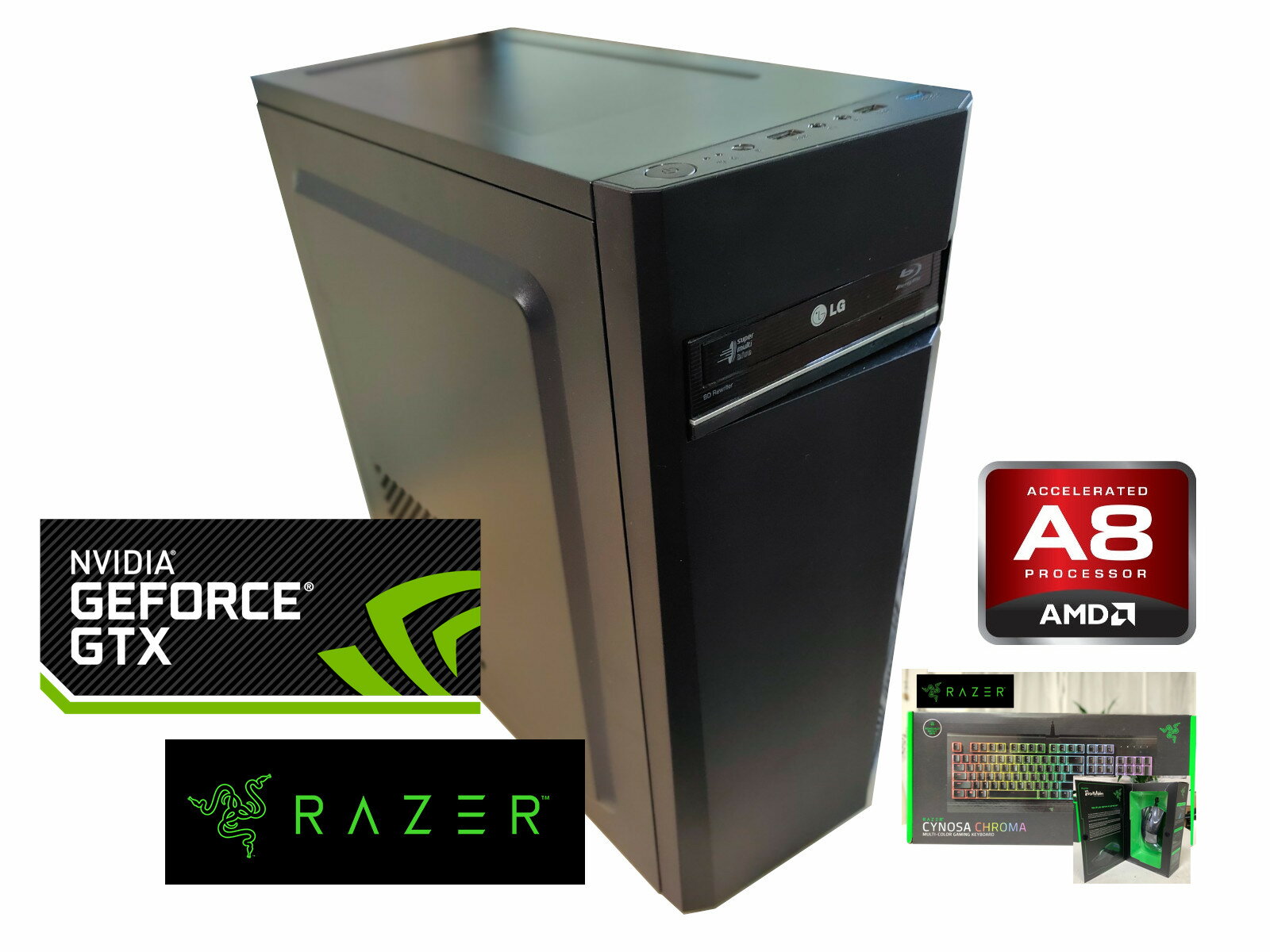 ゲーミングPC ブルーレイ 16GB Private PC AMD A8 5500 QUAD GEFORCE 660GTX 新品 SSD 512GB搭載 HDD 3TB メモリー 16GB 標準搭載 RAZERマウス ゲーミングキーボード付属 中古 デスクトップパソコン エミュ フォートナイト APEX XBOX Steam PS OFFICE windows11可