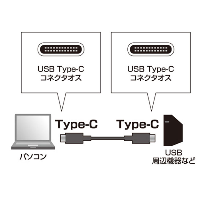 【新品】USB Type-C タイプCケーブル 2m Type-C-Type-C ノーブランド バルク