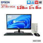 EPSONEndevorJE180-VIDAウルトラコンパクトすぐ使えるセットOfficeWin11無線キー・マウス[CI5(6500T)-2.5GHZ8GBSSD128GHDD1TBマルチ22型液晶]：良品
