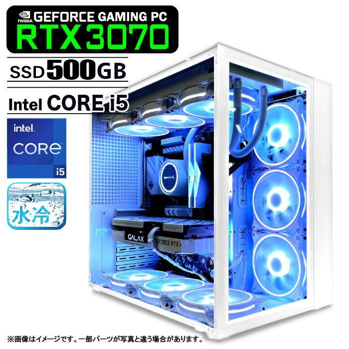 ゲーミングPC デスクトップ 白色海景房 HJF-ATX（WH）GeForce RTX3070 第13世代 Corei5 13400F Win10 SSD500GB メモリ16GB eスポーツ PASOUL 極 1年保証:新品