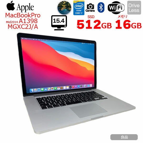 Apple MacBook Pro 15.4inch MGXC2J/A A1398 Mid 2014 [core i7 4980HQ 16GB SSD512GB ̵ BT 15.4 macOS BigSur] 