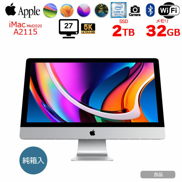 šApple iMac 27inch MRR12J/A A2115 5K 2019 η ٤OS [Core i5 9600K 3.7GHz 32GB SSD2TB ̵ BT  27 Ȣ ]: