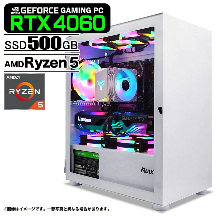 ߥPC ǥȥåץѥ ۥ磻 ץ졼 GeForce RTX4060 AMD Ryzen5 5600GT Windows...