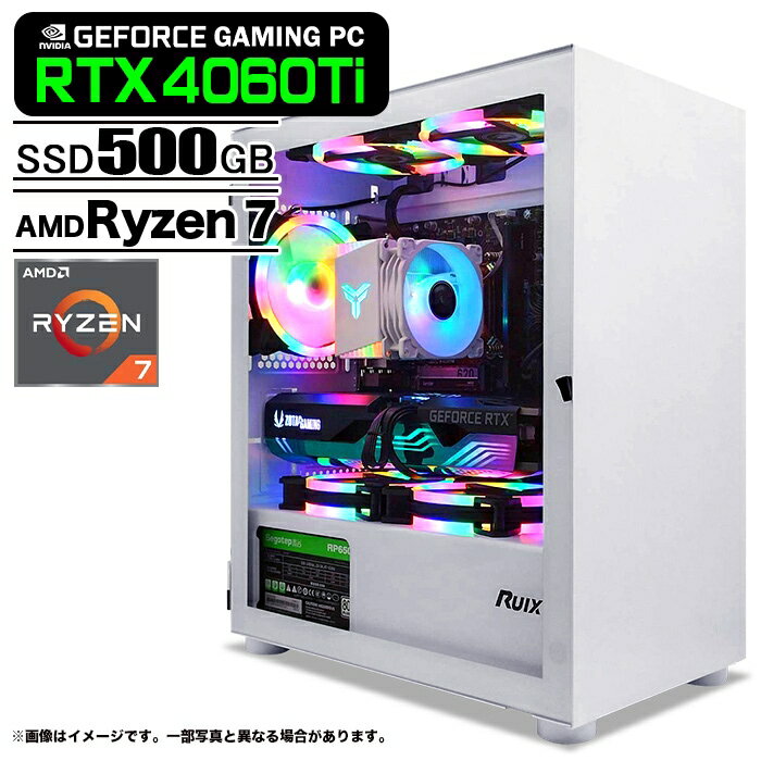 ߥPC ǥȥåץѥ ۥ磻 ץ졼 GeForce RTX4060Ti AMD Ryzen7 9800X3D Wind...