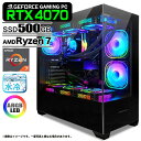 ゲーミングPC デスクトップ GP-V3 ブラック ピラーレス GeForce RTX4070 AMD Ryzen7 7800X3D Win11 SSD500GB メモリ32GB CPU水冷ファン(2)