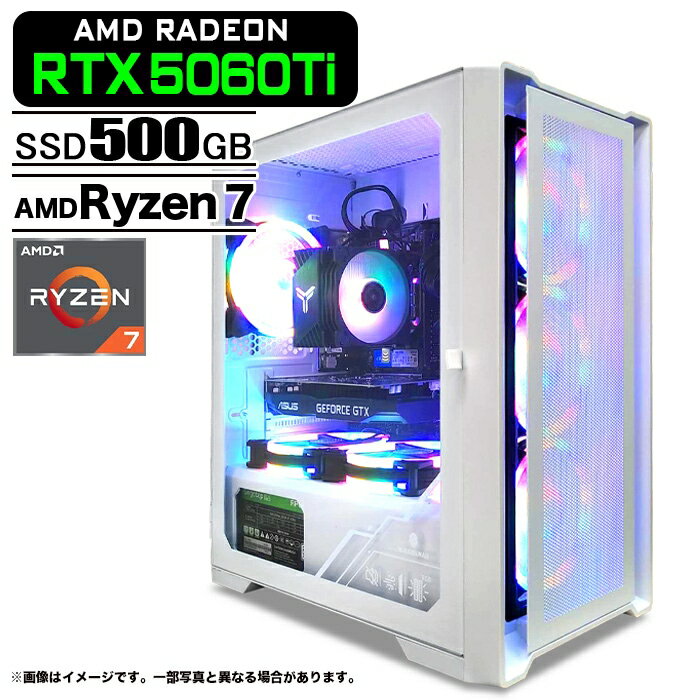 ߥPC ǥȥåץѥ ۥ磻 å GeForce RTX5060Ti AMD Ryzen7 5700X Window...