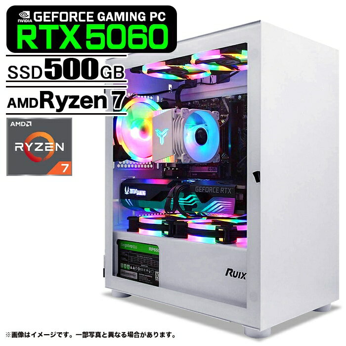 ߥPC ǥȥåץѥ ۥ磻 ץ졼 GeForce RTX5060 AMD Ryzen7 5700X Win11 SS...