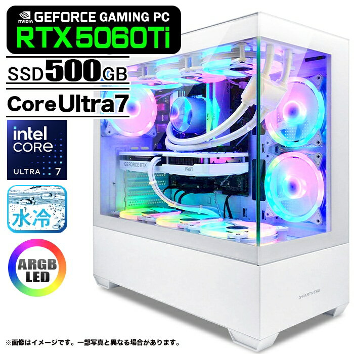 ゲーミングPC デスクトップPC GP-V3 ホワイト ピラーレス GeForce RTX5060Ti Intel Core Ultra7 265KF ..