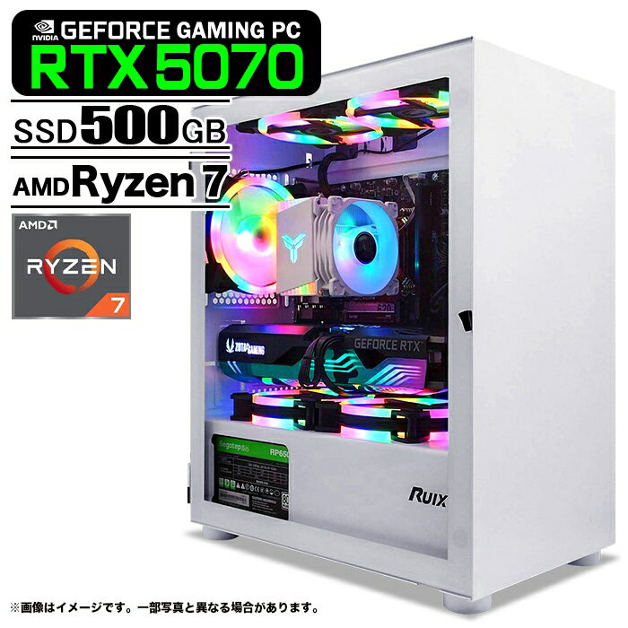 ゲーミングPC デスクトップ U3 GeForce RTX5070 AMD Ryzen7 7800X3D Win11 SSD500GB メモリ16GB