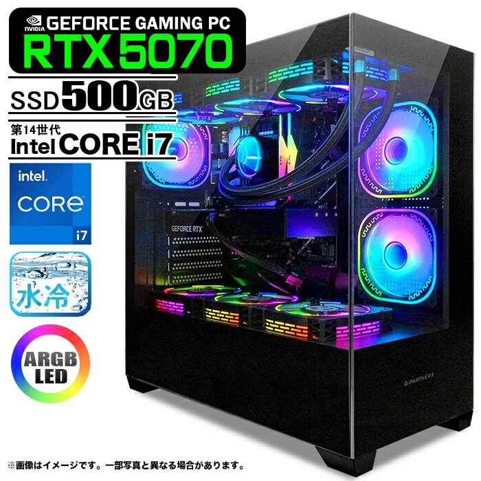 乐天商城 - ゲーミングPC GP-V3 ブラック ピラーレス GeForce RTX5070 第14世代 Intel Corei7 14700F Win11 SSD500GB メモリ16GB CPU水冷ファン eスポーツ PASOUL 極