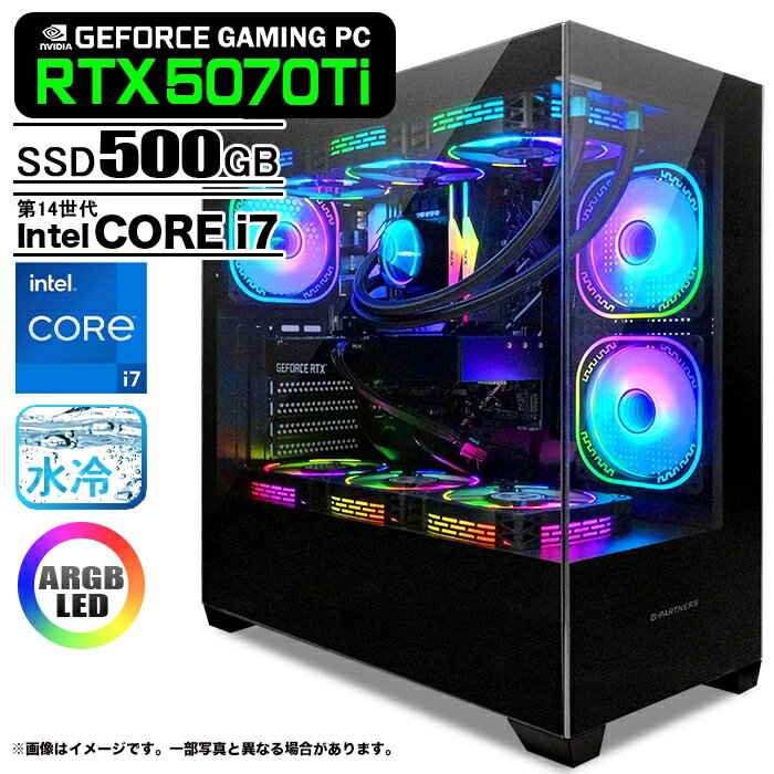 ゲーミングPC デスクトップ GP-V3 ブラック ピラーレス GeForce RTX5070Ti 第14世...