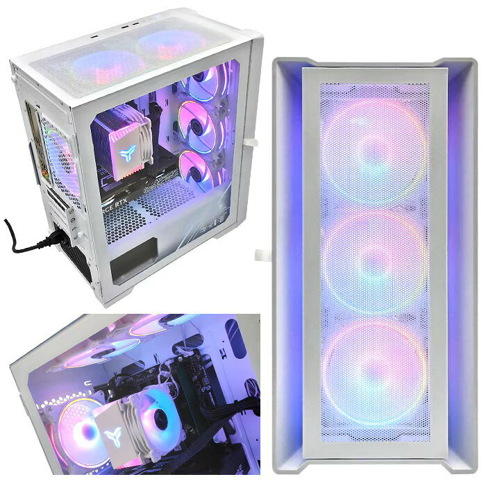 中古パソコン販売のワットファンのゲーミングPC デスクトップ ホワイト メッシュ GeForce RTX2060 AMD Ryzen5 5600GT Win11 SSD500GB メモリ16GB｜アングル3