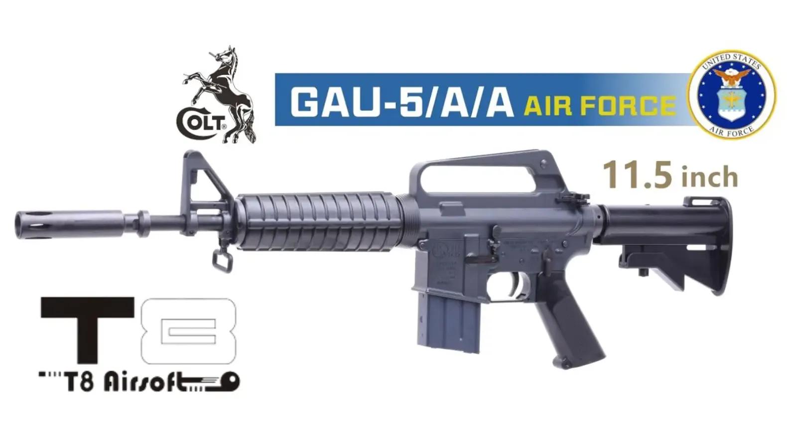 【新品 取寄ご対応】[T8 airsoft] COLT GAU-5_A_A AIR FORCE 11.5inch ガスブローバックガン COLT正規ライセンス