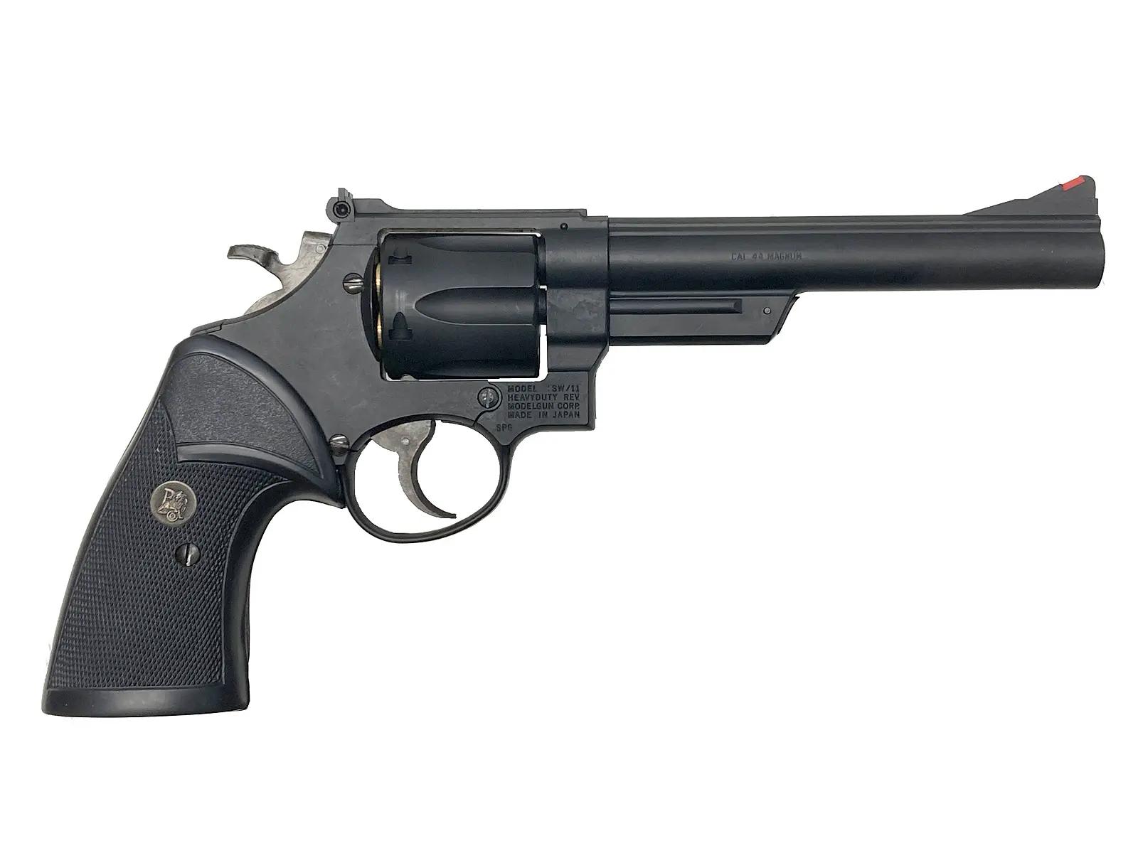 エアガンドットジェーピーの【中古】[MGC] S&W M29 .44マグナム 6.5インチ HW パックマイヤーグリップ装備 発火モデルガン【ランクB・外箱 本体のみ 箱に傷みあり】｜アングル3