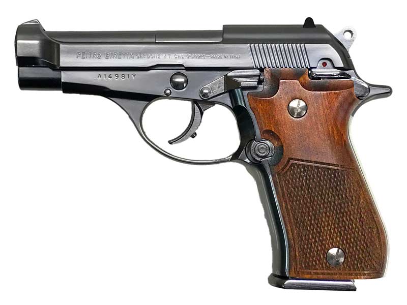 エアガンドットジェーピーの【新品】[マルシン] ベレッタ M84 X-PFC ハーフチェッカー 木製グリップ 完成品 発火モデルガン シルバーABS｜アングル2