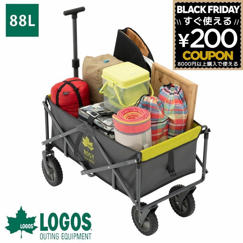 ロゴス キャリーワゴン LOGOS アウトドアワゴン 折りたたみ カート ワゴン キャンプ バーベキュー BBQ アウトドア ピクニック 海 フェス ライブ 大容量 88L 4輪 マルチキャリー ROSY ラゲージキャリー Grロゴ 84720720 4981325529109