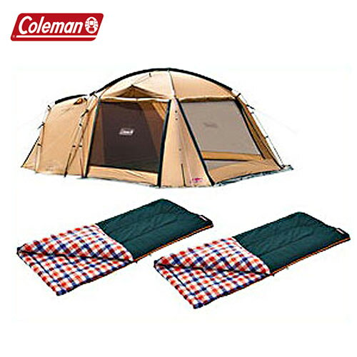 【スマホでP最大19倍】コールマン[Coleman] タフスクリーン2ルームハウス 2000031571 ＆ フリースEZキャリースリーピングバッグ/C5[レッドチェック]×2 計3点セット 【キャンプ アウトドア テント 寝袋 シュラフ】